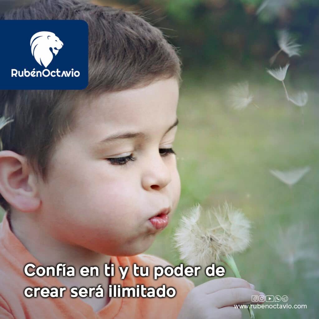 Niño soplando un diente de león, simbolizando confianza y poder interior.