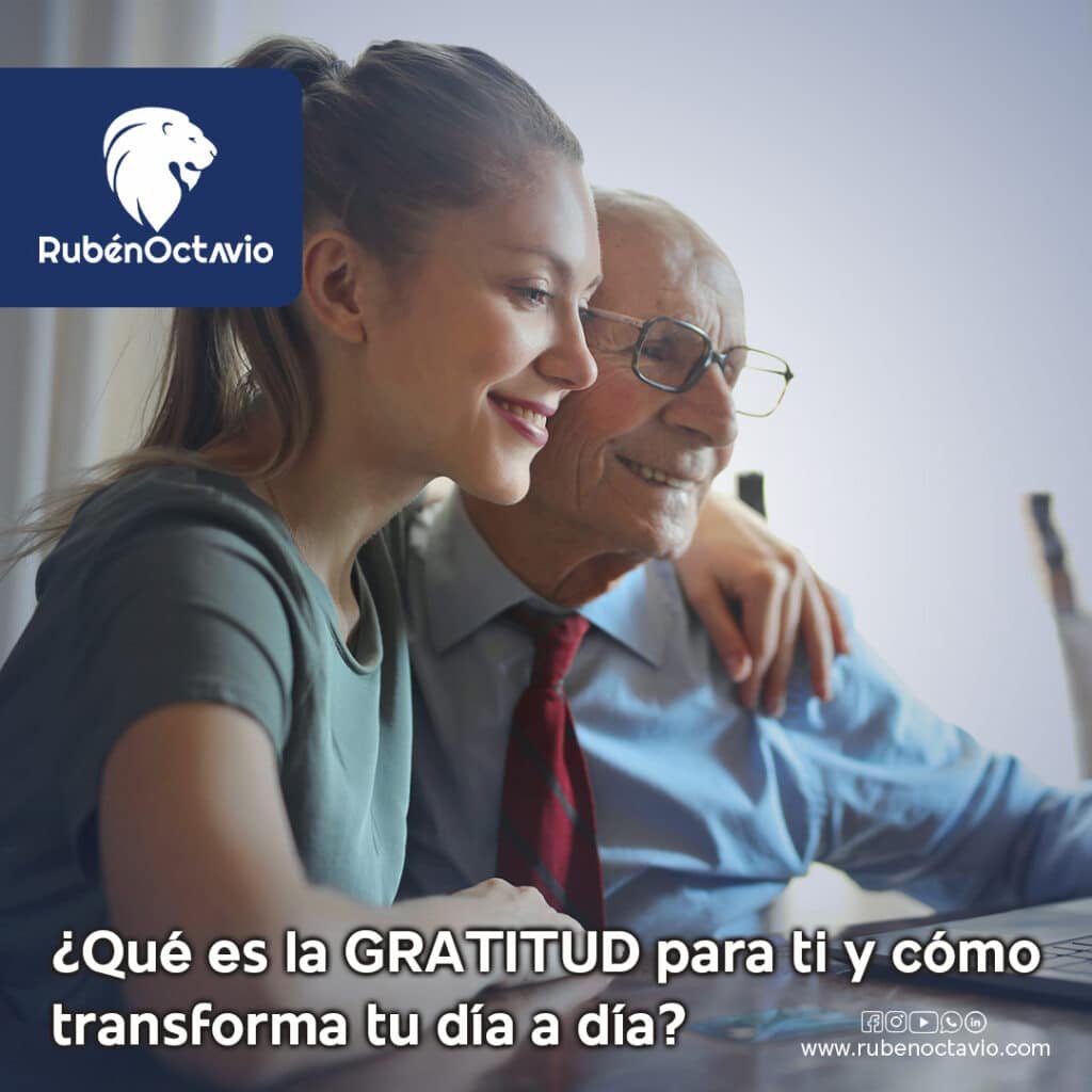 Mujer abrazando a un hombre mayor simbolizando gratitud y conexión emocional.