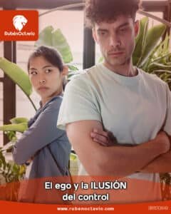 Pareja discutiendo y mostrando tensión emocional, representando la ilusión del control del ego.